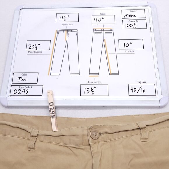 Columbia Casual Button Zip Light Wash Chino Shorts Mens Size 40 Beige - Picture 9 of 9